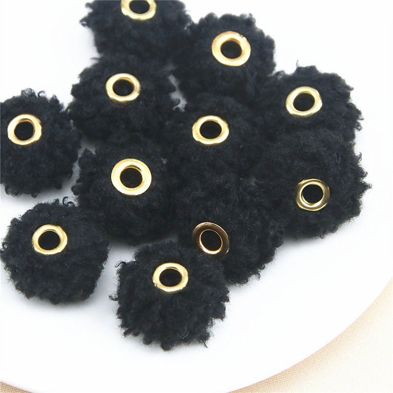Wholesale 10PCS Straight Hole Teddy Fur Ball Beads Loose Beads Fabric Accessories